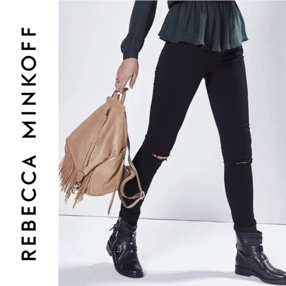 Rebecca Minkoff, Mid Rise Thompson Distressed Skinny Jeans, Black - Picture 1 of 8